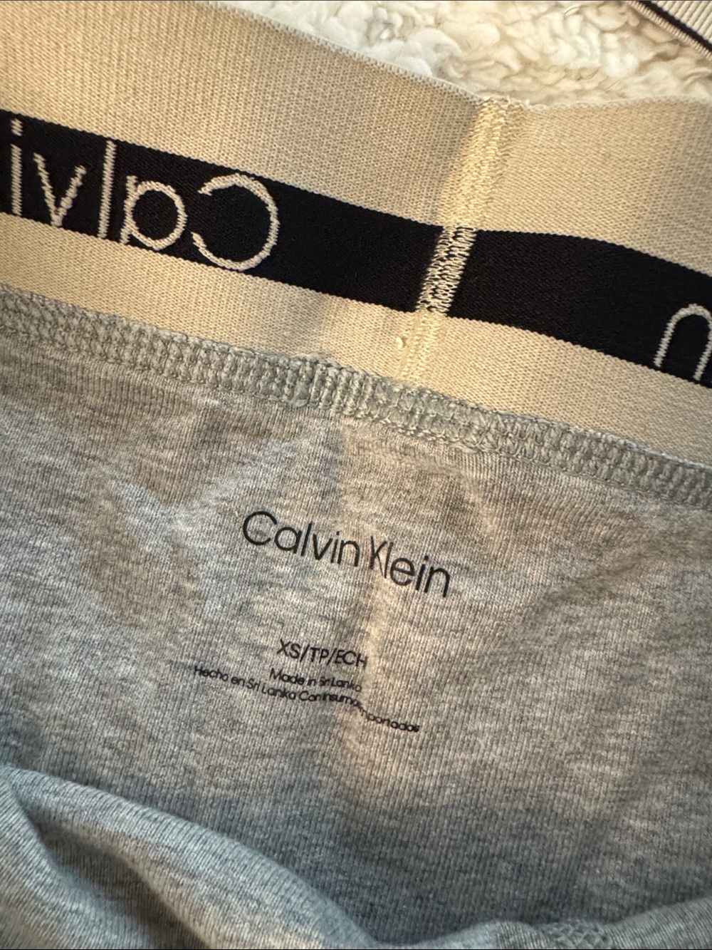 Calvin Klein Heather Grey Cotton Bralette (S) & Boxer Shorts (XS) Set - Picture 2 of 4